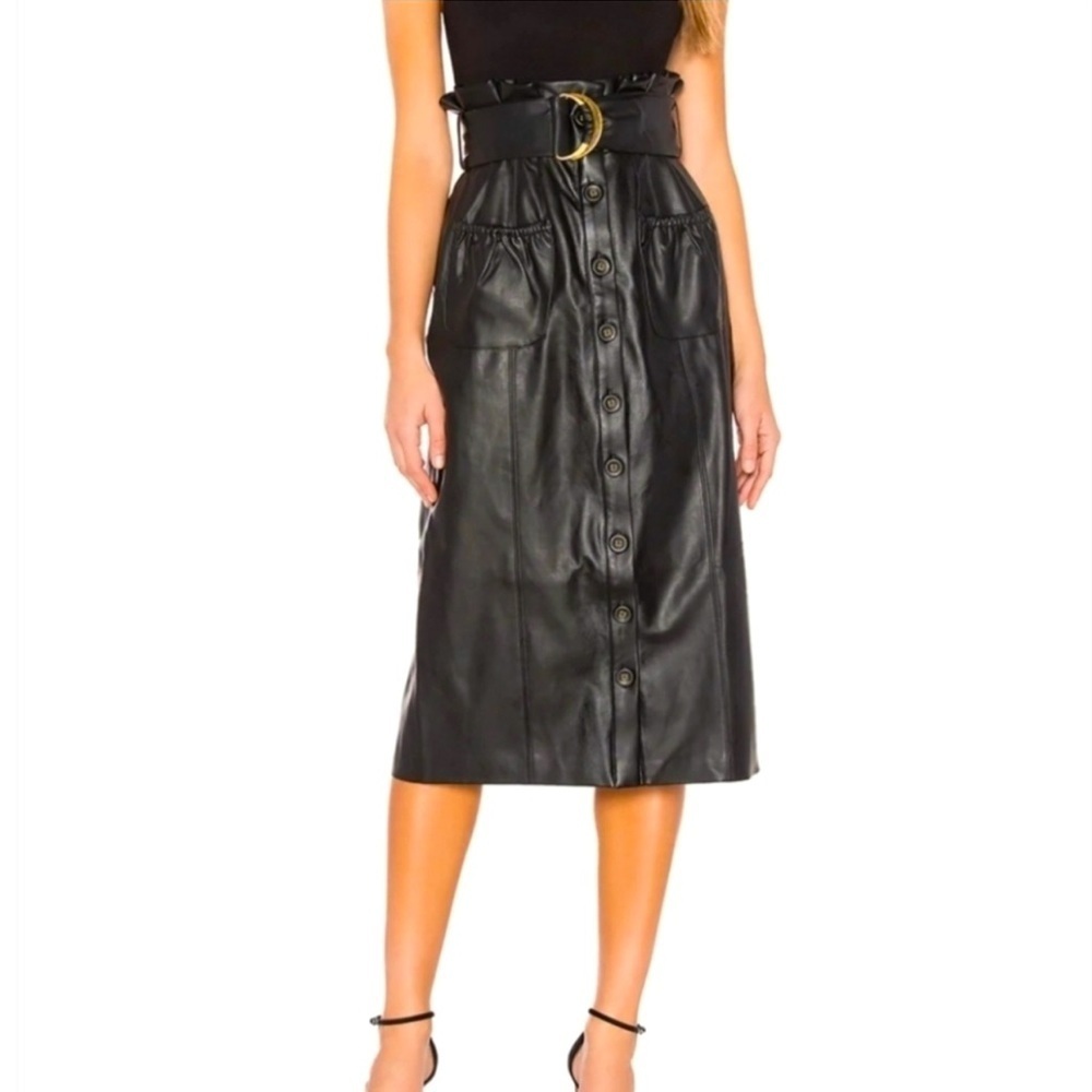 NWOT REVOLVE TULAROSA Jenna Faux Leather Skirt Black S